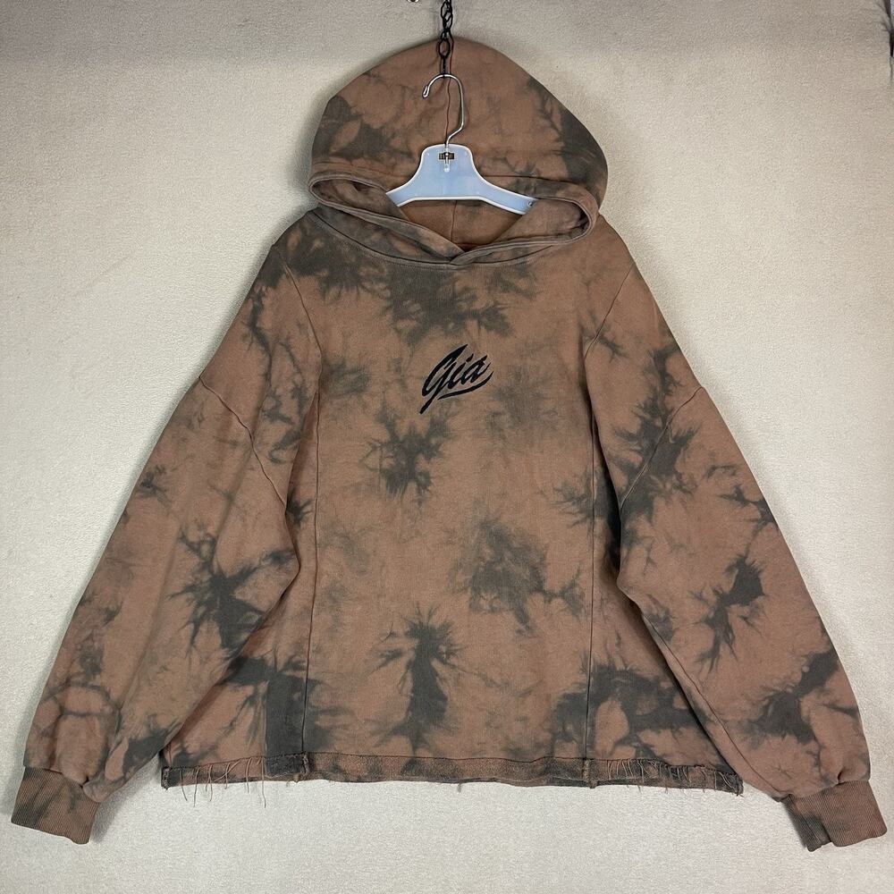 I Am Gia Hoodie‎ Womens XS Brown Oversized Heavyweight Embroidered Relaxed